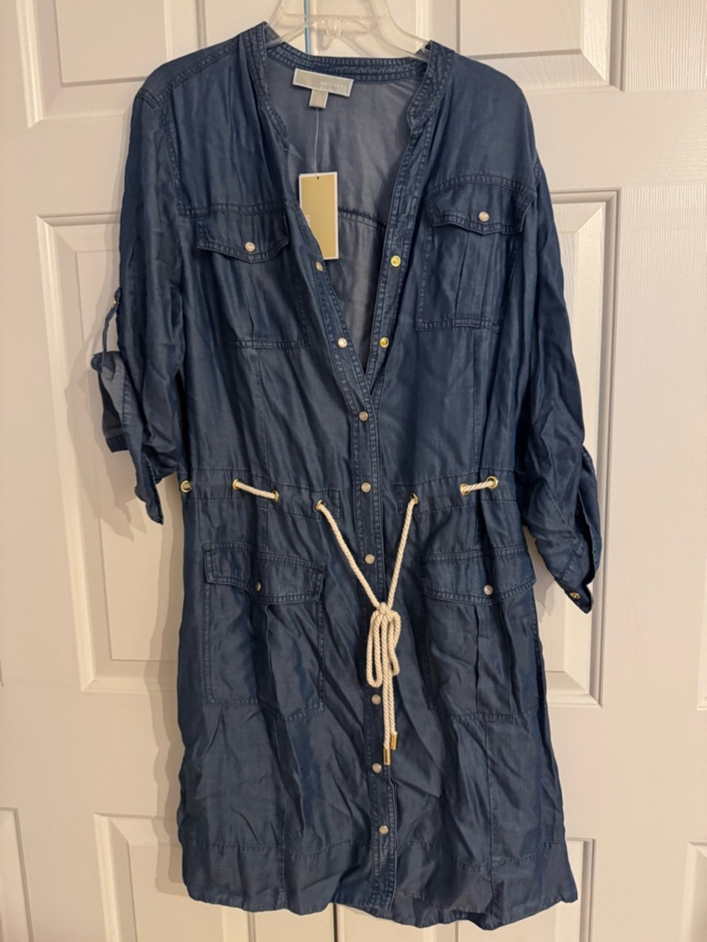 MICHAEL Michael Kors Chambray Rope-Waist Utility Dress